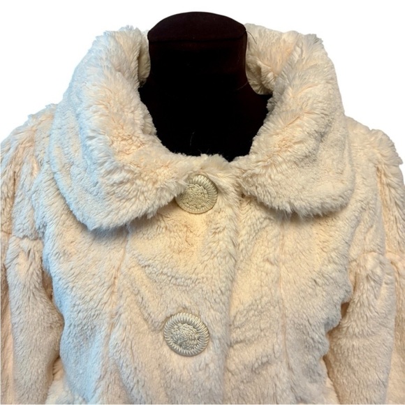 Vintage Y2K Cream Faux Fur Lined Jacket Cropped length by Forever size Small - Picture 13 of 14